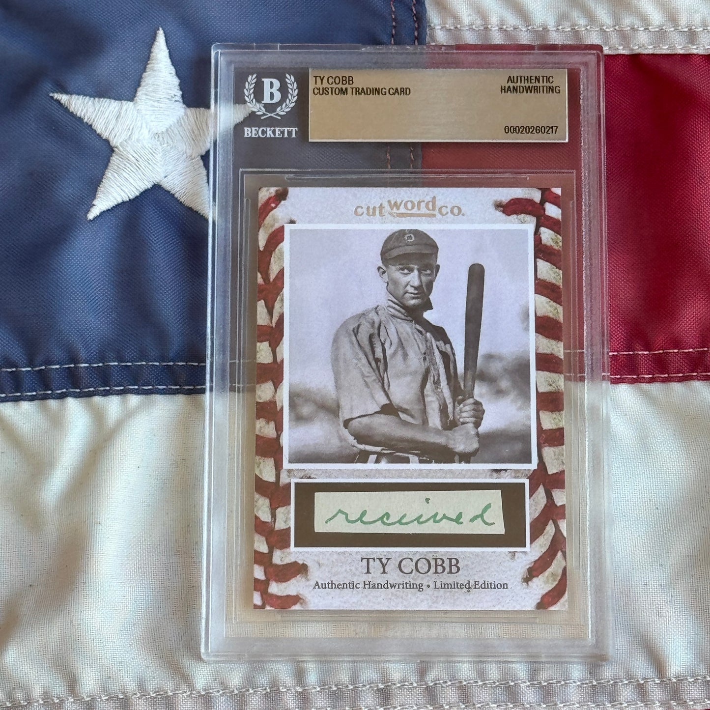 Ty Cobb Beckett Encapsulated Handwriting Removed from an Autograph Letter Signed