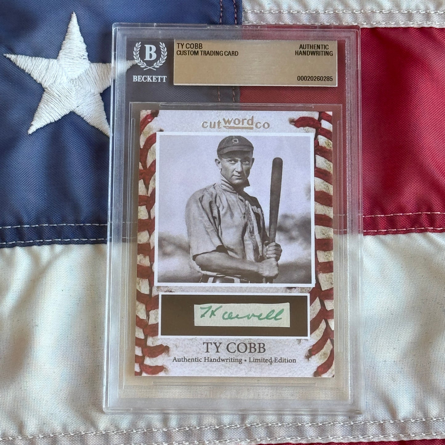 Ty Cobb Beckett Encapsulated Handwriting Removed from an Autograph Letter Signed
