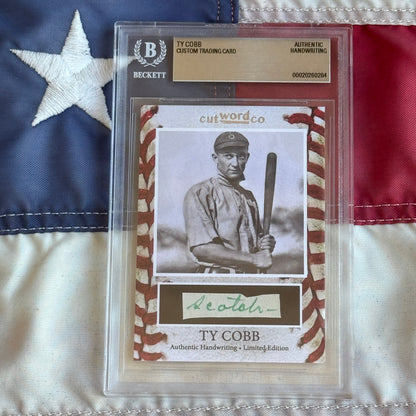Ty Cobb Beckett Encapsulated Handwriting Removed from an Autograph Letter Signed