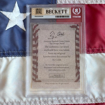 Ty Cobb Beckett Encapsulated Handwriting Removed from an Autograph Letter Signed