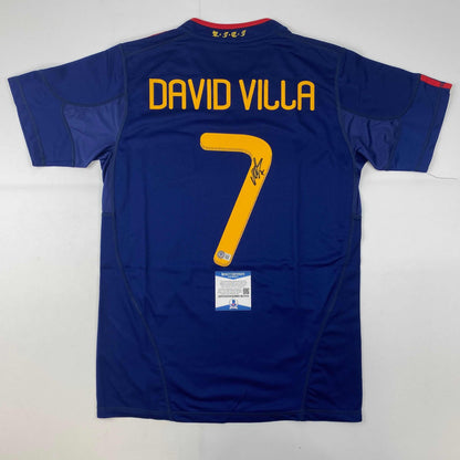 Autographed/Signed David Villa Spain National Team Football Jersey JSA COA
