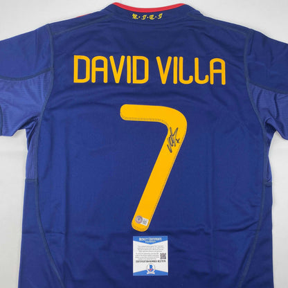 Autographed/Signed David Villa Spain National Team Football Jersey JSA COA