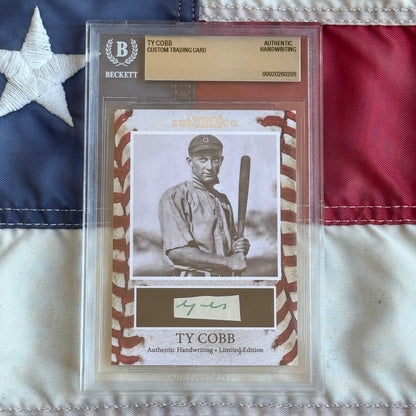 Ty Cobb Beckett Encapsulated Handwriting Removed from an Autograph Letter Signed