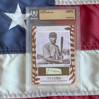 Ty Cobb Beckett Encapsulated Handwriting Removed from an Autograph Letter Signed