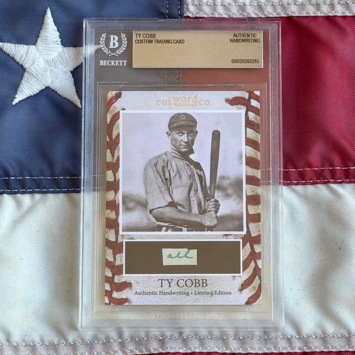 Ty Cobb Beckett Encapsulated Handwriting Removed from an Autograph Letter Signed