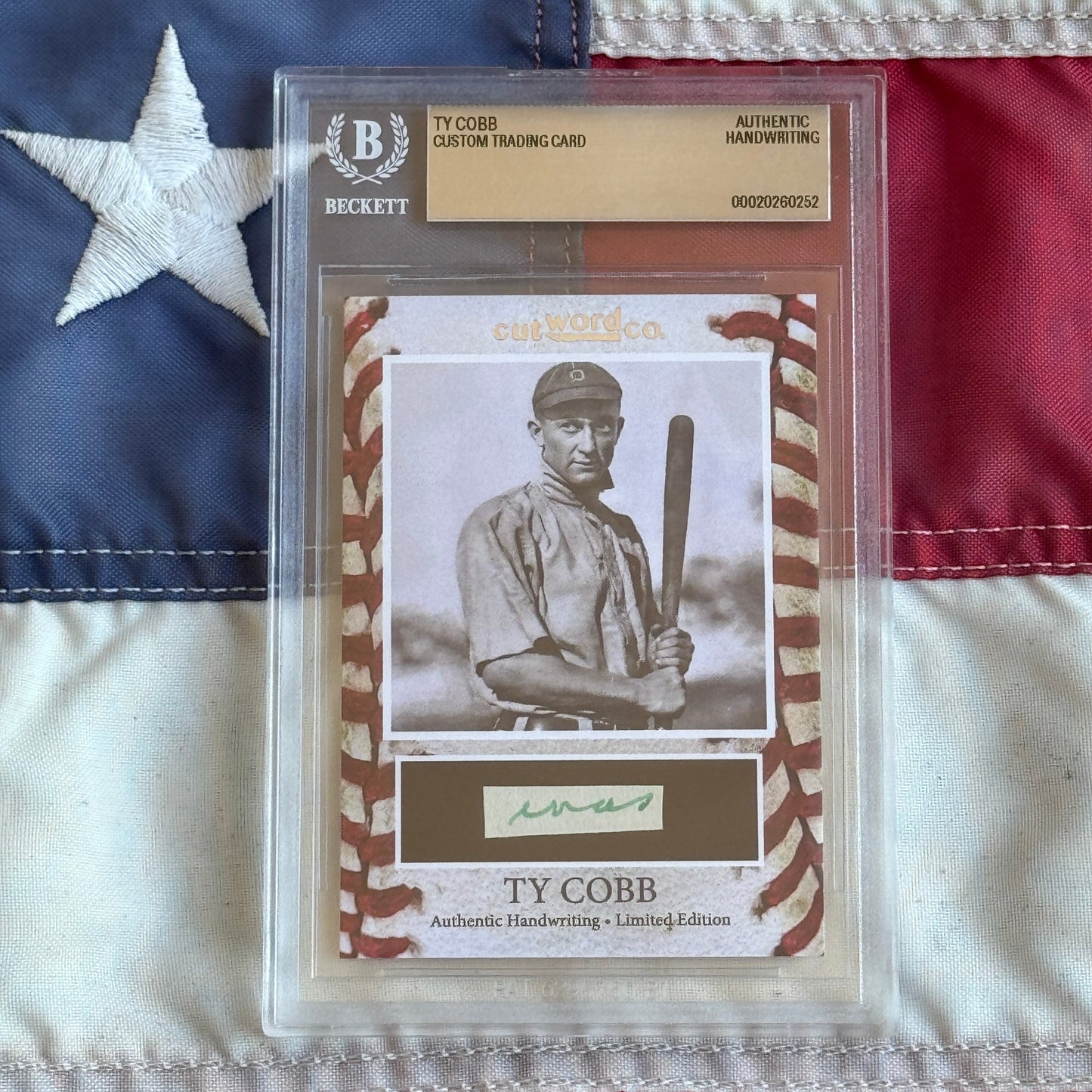Ty Cobb Beckett Encapsulated Handwriting Removed from an Autograph Letter Signed