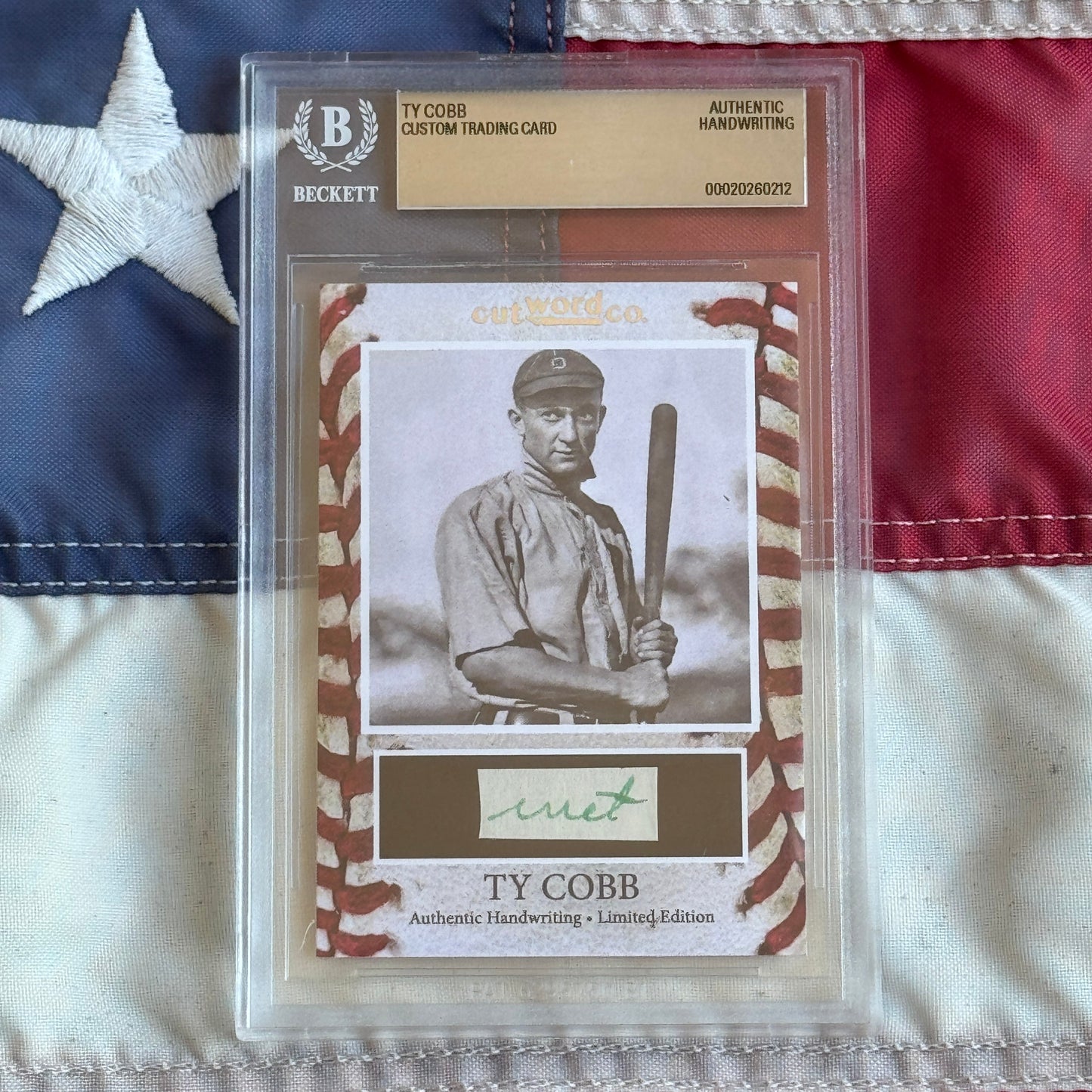 Ty Cobb Beckett Encapsulated Handwriting Removed from an Autograph Letter Signed
