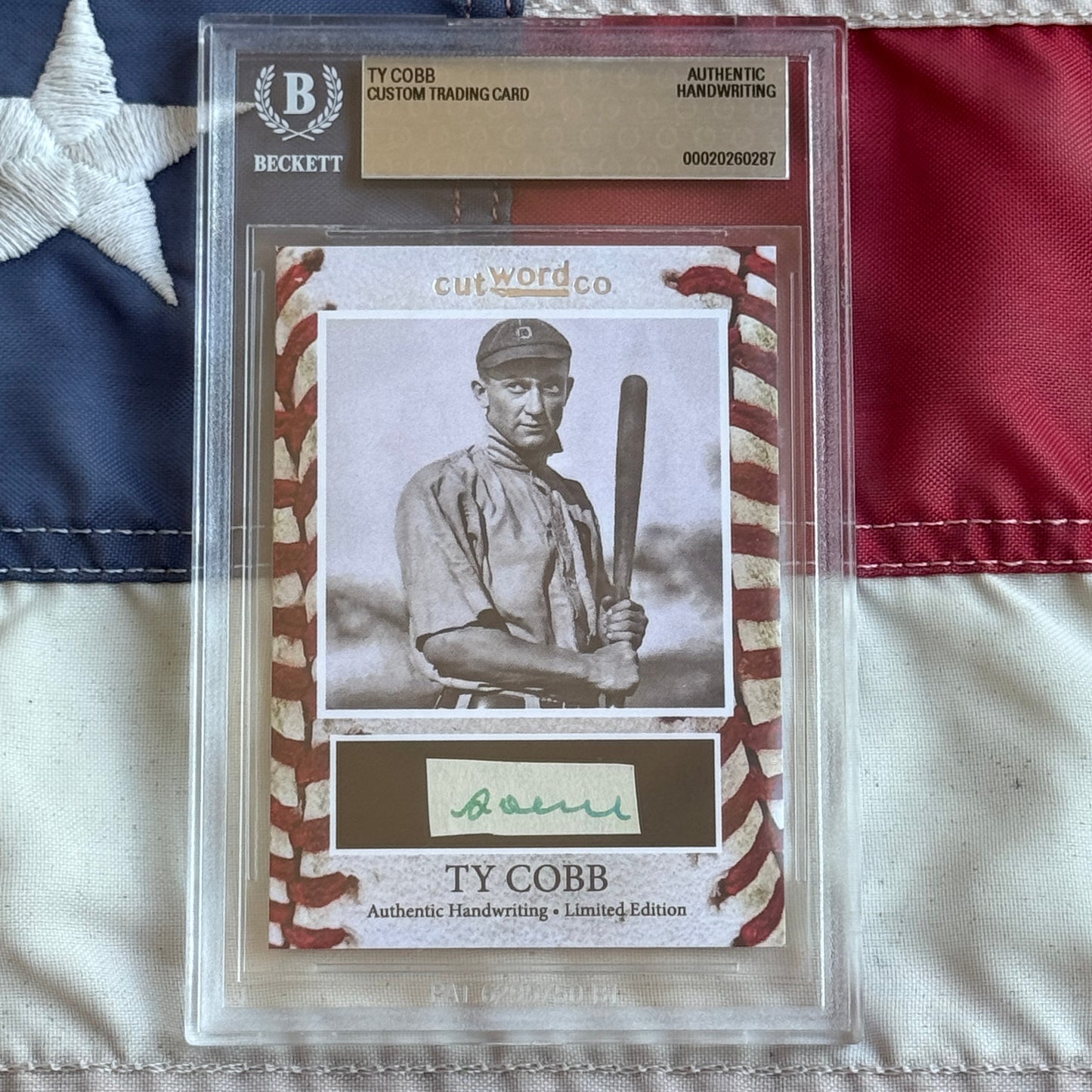 Ty Cobb Beckett Encapsulated Handwriting Removed from an Autograph Letter Signed