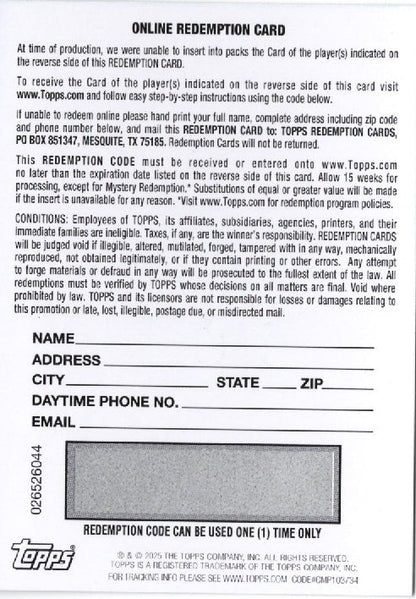 2025 Topps Bowman U Now AJ Dybantsa #58AR Auto Net Relic Black /10 Redemtion Rookie RC Basketball Card