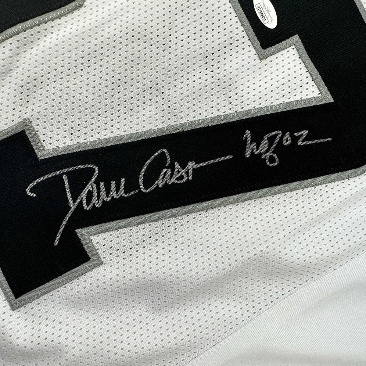 Framed Autographed/Signed Dave Casper HOF 2002 Oakland Las Vegas White Football Jersey JSA COA