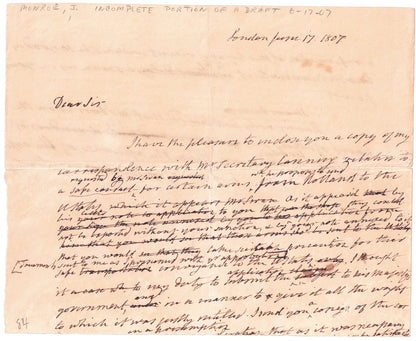 James Monroe Beckett Encapsulated Handwriting Removed from an Autograph Letter Signed