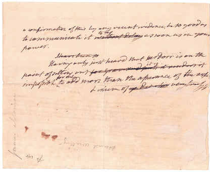 James Monroe Beckett Encapsulated Handwriting Removed from an Autograph Letter Signed