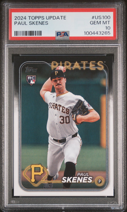Graded 2024 Topps Update Paul Skenes #US100 Rookie RC Baseball Card PSA 10 Gem Mint