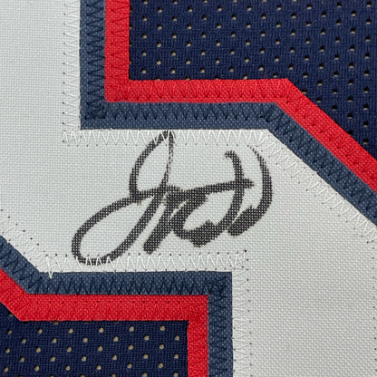 Framed Autographed/Signed Jason Kidd New Jersey Nets Blue Basketball Jersey Beckett BAS COA