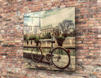 Vintage Bicycle By Gothic Cathedral Glass Wall Art