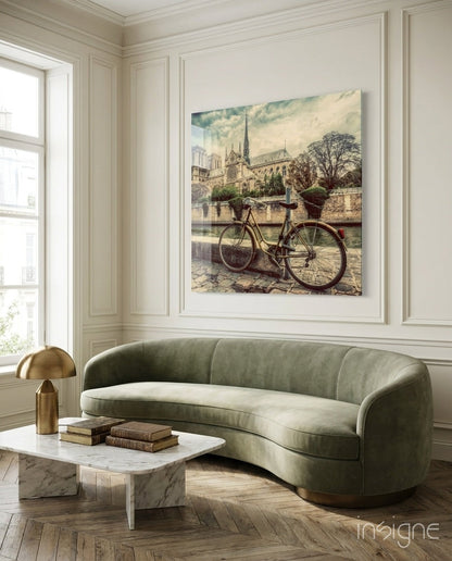 Vintage Bicycle By Gothic Cathedral Glass Wall Art