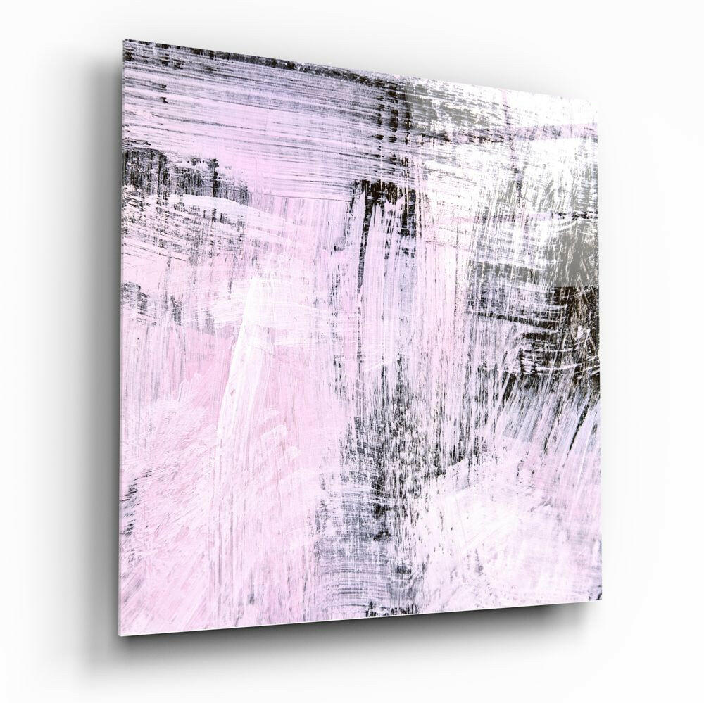 Blush Pink Textured Brushstroke Glass Wall Art