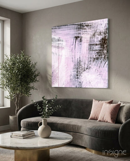 Blush Pink Textured Brushstroke Glass Wall Art