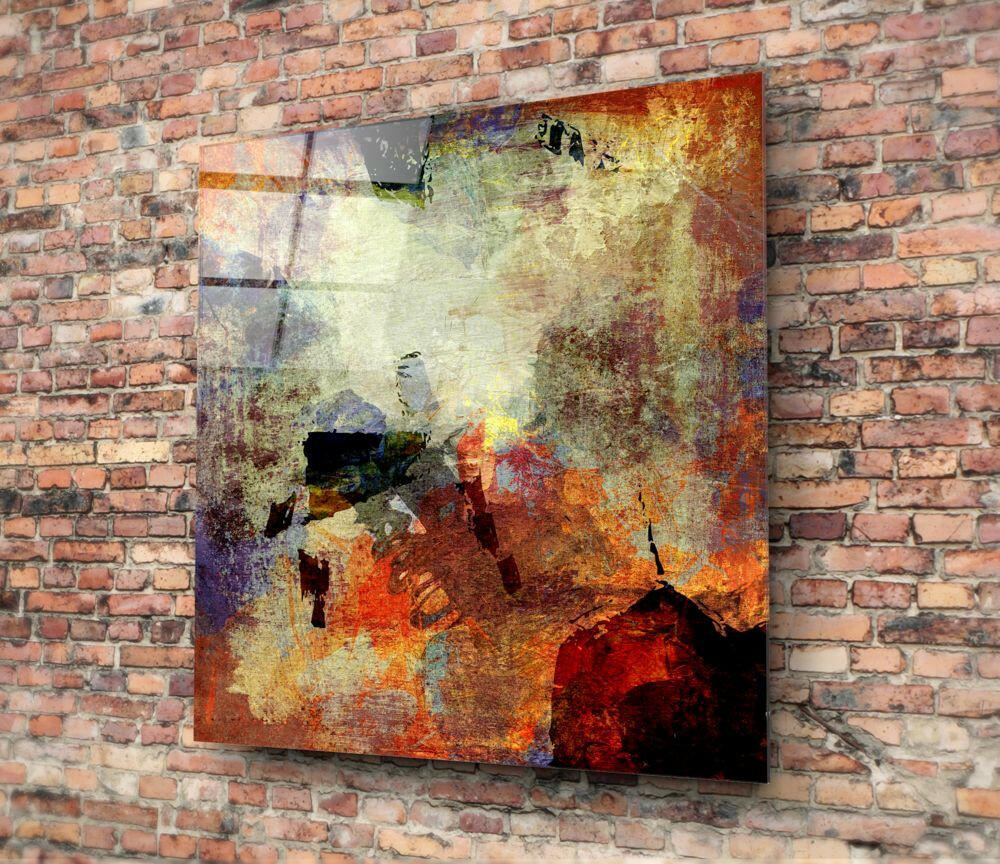 Warm Earthy Collage Abstract Glass Wall Art
