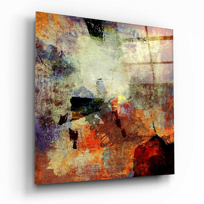 Warm Earthy Collage Abstract Glass Wall Art