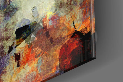 Warm Earthy Collage Abstract Glass Wall Art