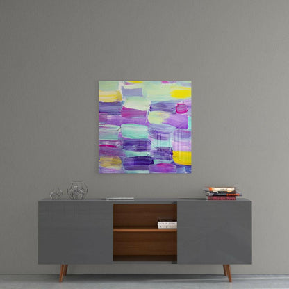 Purple and Yellow Brushstroke Glass Wall Art