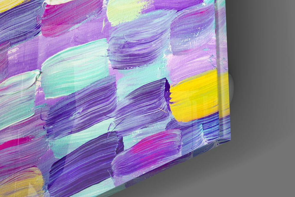 Purple and Yellow Brushstroke Glass Wall Art