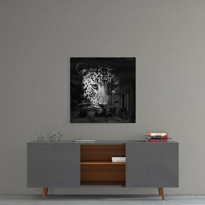 Moody Dark Leopard Glass Wall Art