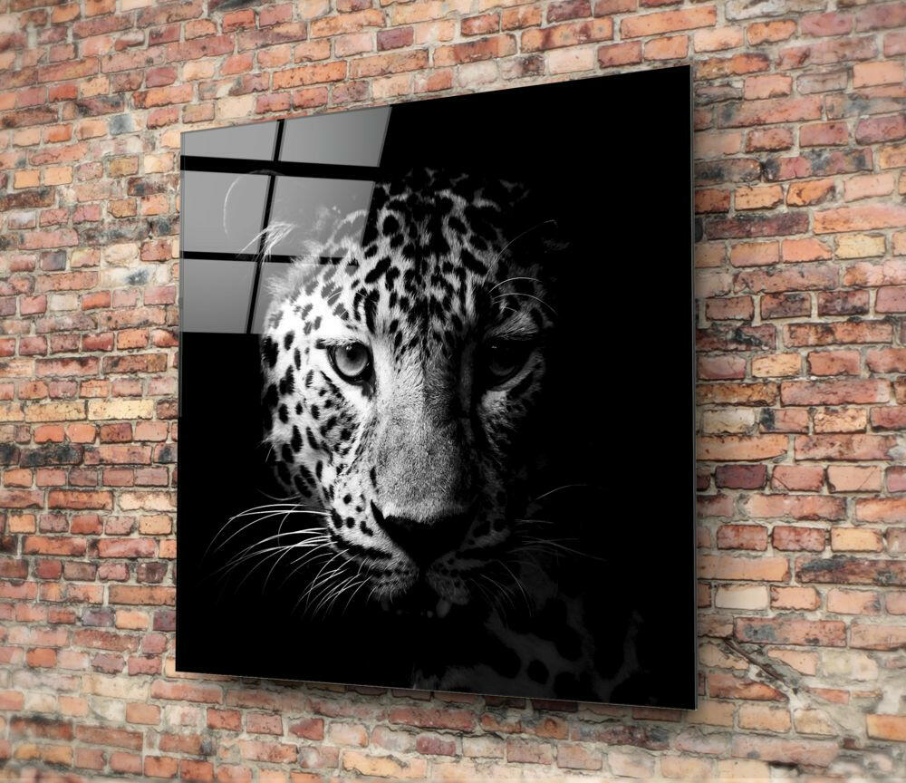 Moody Dark Leopard Glass Wall Art