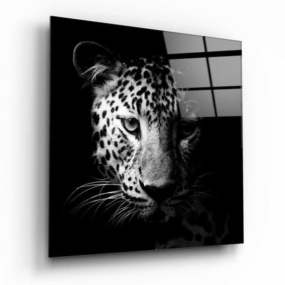 Moody Dark Leopard Glass Wall Art