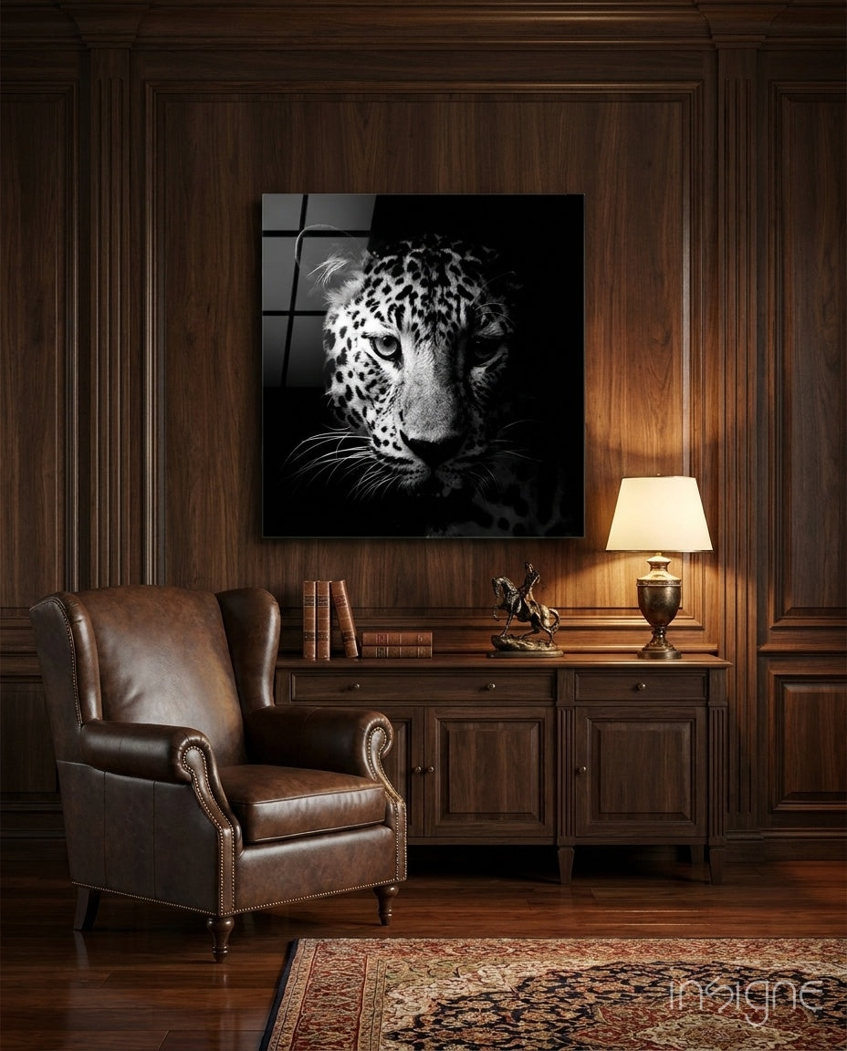 Moody Dark Leopard Glass Wall Art