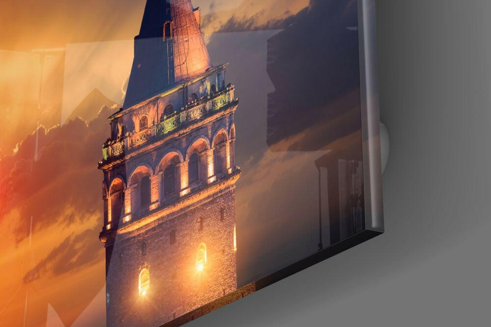 Twilight Galata Tower Glass Wall Art