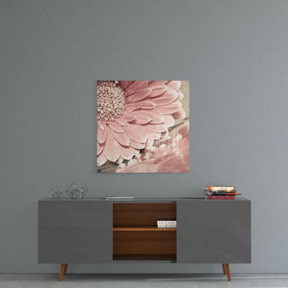 Soft Pink Gerbera Daisy Macro Flower Glass Wall Art