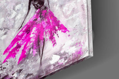 Fuchsia Tutu Dancer Silver Wall Glass Wall Art