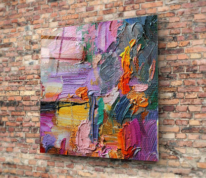 Vibrant Impasto Palette Knife Glass Wall Art