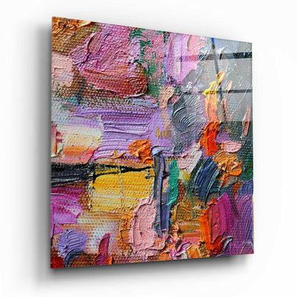 Vibrant Impasto Palette Knife Glass Wall Art
