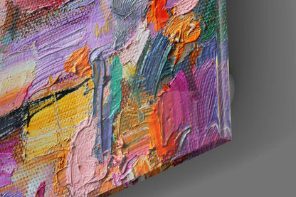 Vibrant Impasto Palette Knife Glass Wall Art