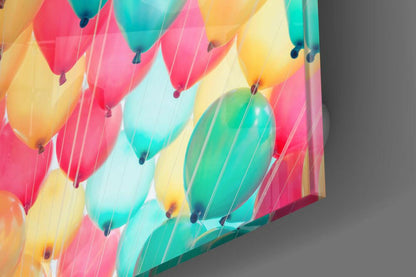 Magenta and Teal Balloon Canopy Glass Wall Art