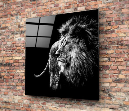 Regal Windswept Lion Profile Glass Wall Art