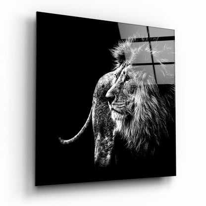 Regal Windswept Lion Profile Glass Wall Art