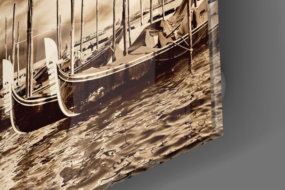 Vintage Gondola Poles Square Glass Wall Art
