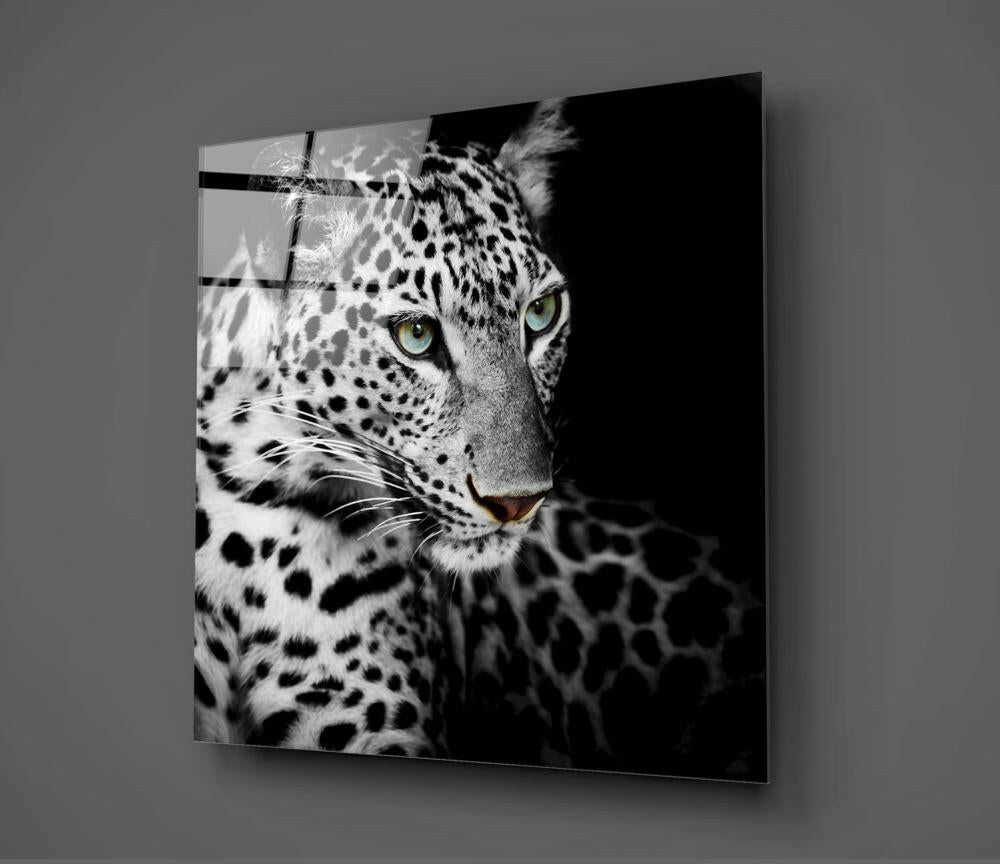 Piercing Gaze Leopard Glass Wall Art