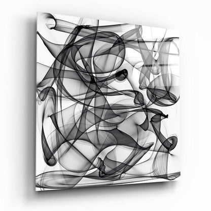 Black and White Smoke Swirl Glass Wall Art