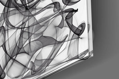 Black and White Smoke Swirl Glass Wall Art
