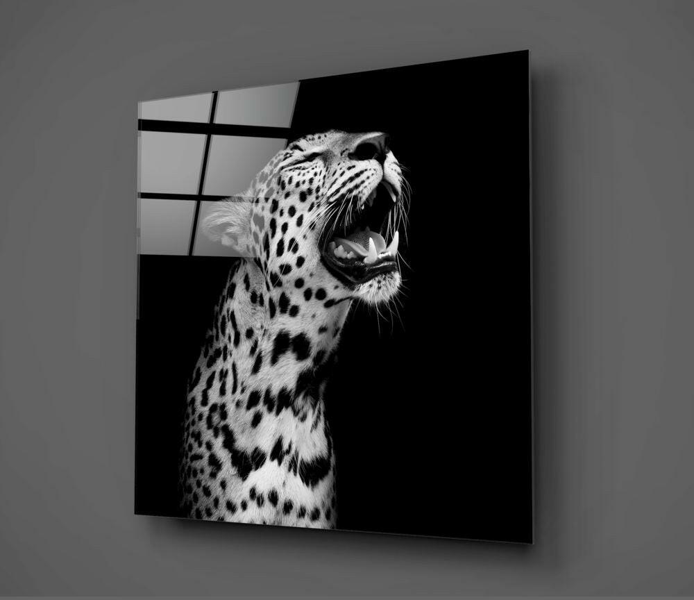 Roaring Leopard Profile Glass Wall Art
