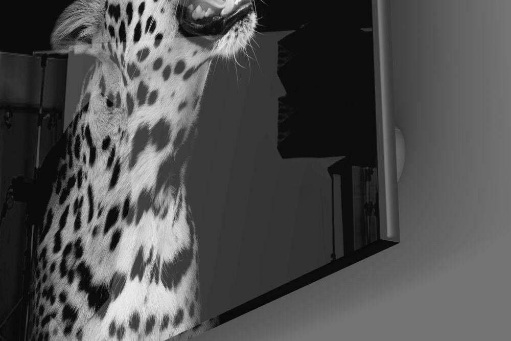 Roaring Leopard Profile Glass Wall Art