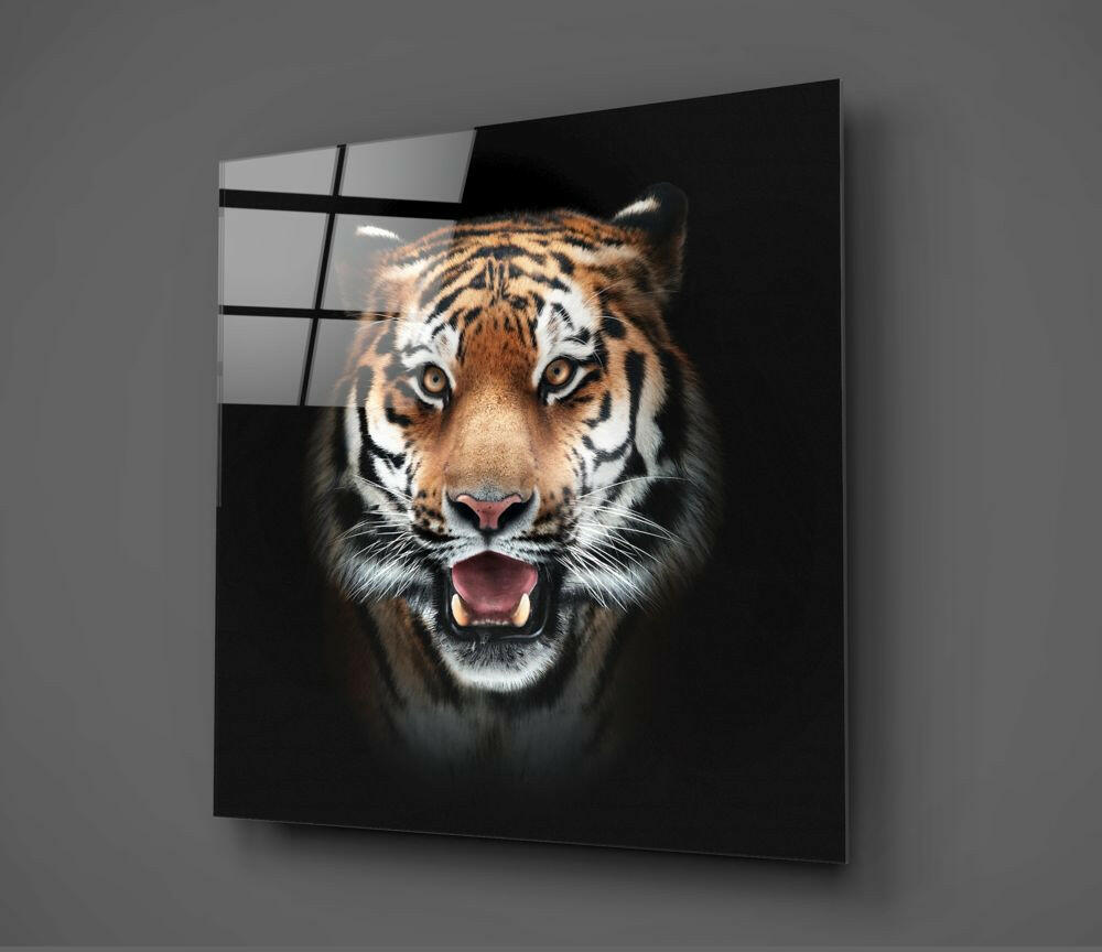 Roaring Bengal Tiger Glass Wall Art