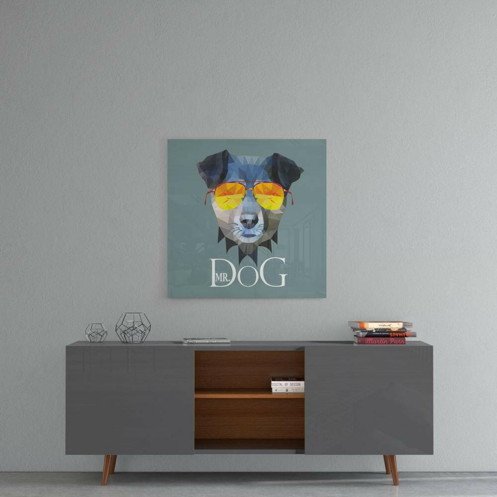 Mr Dog Geometric Sunglasses Glass Wall Art
