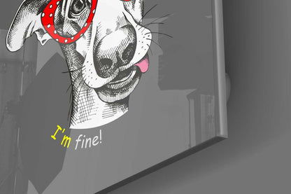 Im Fine Dog Red Glasses Glass Wall Art