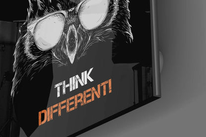 Think Different Owl Sunglasses Glass Wall Art
